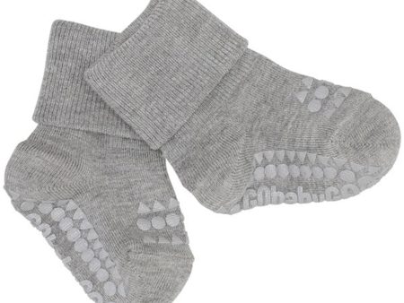 GObabyGO Bamboo Strumpor Antislip Grey Melange For Cheap