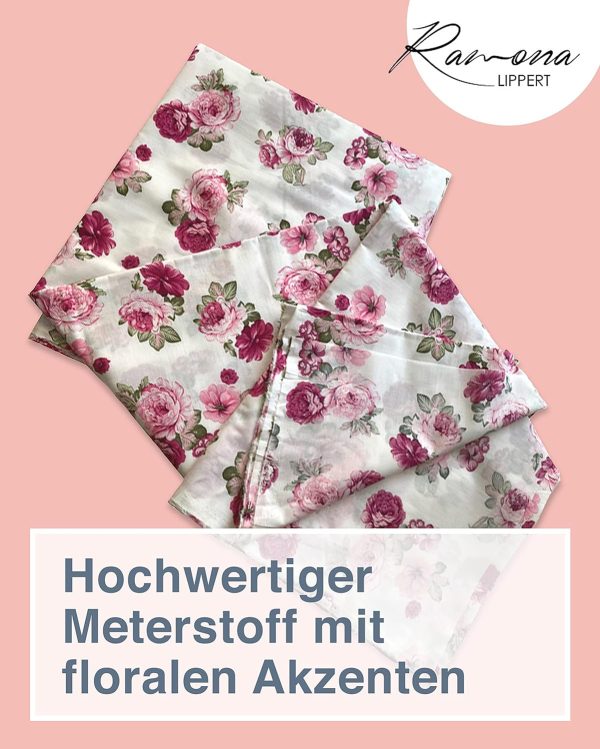 3 m Stoff Meterware - 100% Baumwolle - Dekostoff und Bekleidungsstoff - Trachtenstoff - Baumwollstoff zum Nähen mit Blumenprint For Discount