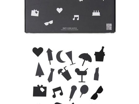 Design Letters Party Icons for Messageboard Black Fashion