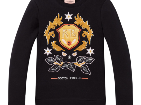 Scotch & Soda Crew Neck Sweat with Worked Out Chest Work For Discount