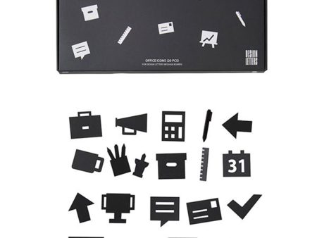 Design Letters Office Icons for Messageboard Black Fashion