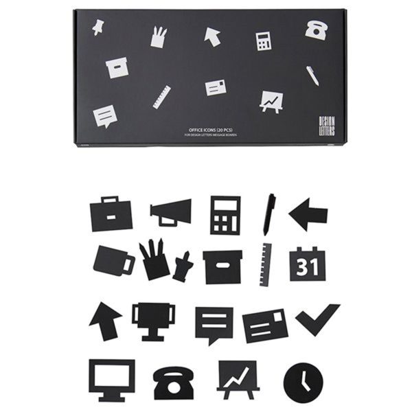 Design Letters Office Icons for Messageboard Black Fashion