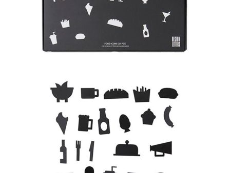 Design Letters Food Icons for Messageboard Black Sale